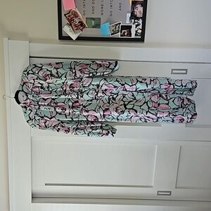 Nasty Gal Abstract Floral High Neck Midi Dress with Slit Size 6